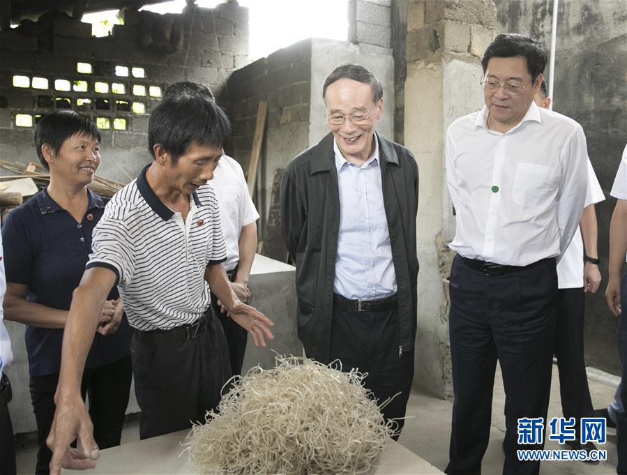 9月3日至5日，中共中央政治局常委、中央紀(jì)委書記、中央巡視工作領(lǐng)導(dǎo)小組組長(zhǎng)王岐山在湖南省調(diào)研并主持召開巡察工作座談會(huì)。這是9月4日，王岐山在瀏陽(yáng)市官橋鎮(zhèn)石灰嘴村貧困戶家中了解脫貧情況。新華社記者 王曄 攝

