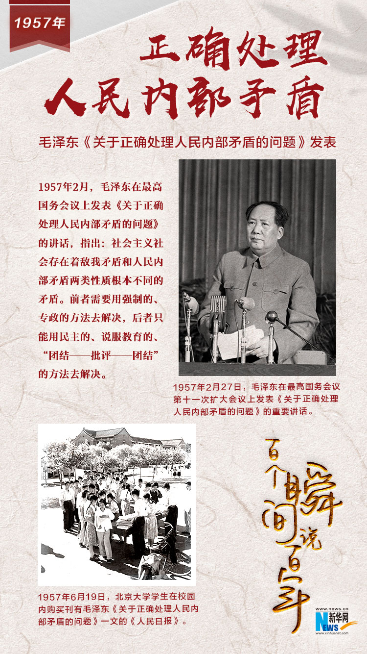1957，正確處理人民內(nèi)部矛盾