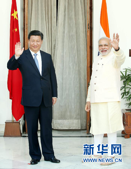 9月18日，國(guó)家主席習(xí)近平在新德里同印度總理莫迪舉行會(huì)談。新華社記者 姚大偉 攝