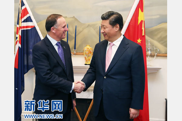 11月20日，中國(guó)國(guó)家主席習(xí)近平在惠靈頓同新西蘭總理約翰·基舉行會(huì)談。 新華社記者 馬占成 攝