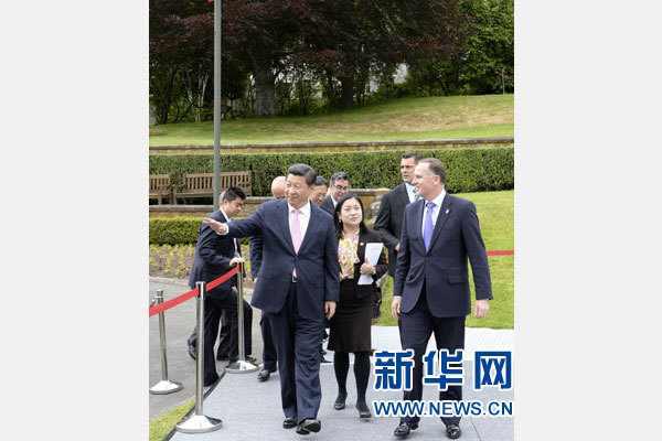11月20日，中國(guó)國(guó)家主席習(xí)近平在惠靈頓同新西蘭總理約翰·基舉行會(huì)談。 新華社記者 李學(xué)仁 攝