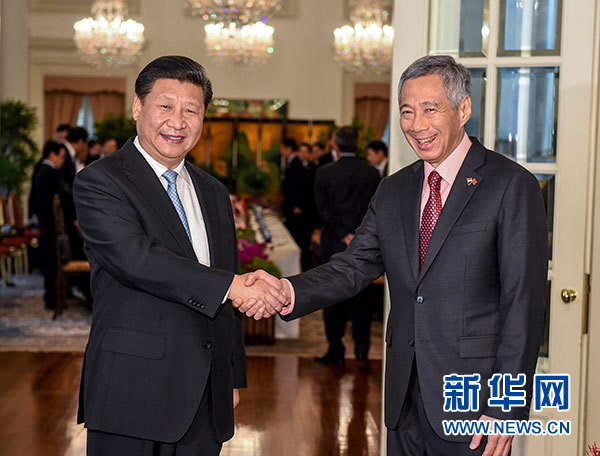 11月7日，國家主席習近平在新加坡同新加坡總理李顯龍舉行會談。 新華社記者 李學仁 攝