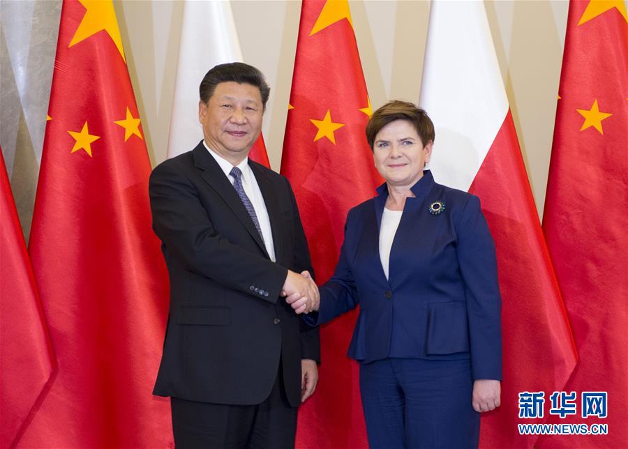 6月20日，國(guó)家主席習(xí)近平在華沙會(huì)見波蘭總理希德沃。新華社記者 謝環(huán)馳 攝  