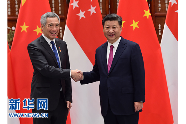 9月2日，國(guó)家主席習(xí)近平在杭州會(huì)見(jiàn)新加坡總理李顯龍。新華社記者張鐸攝