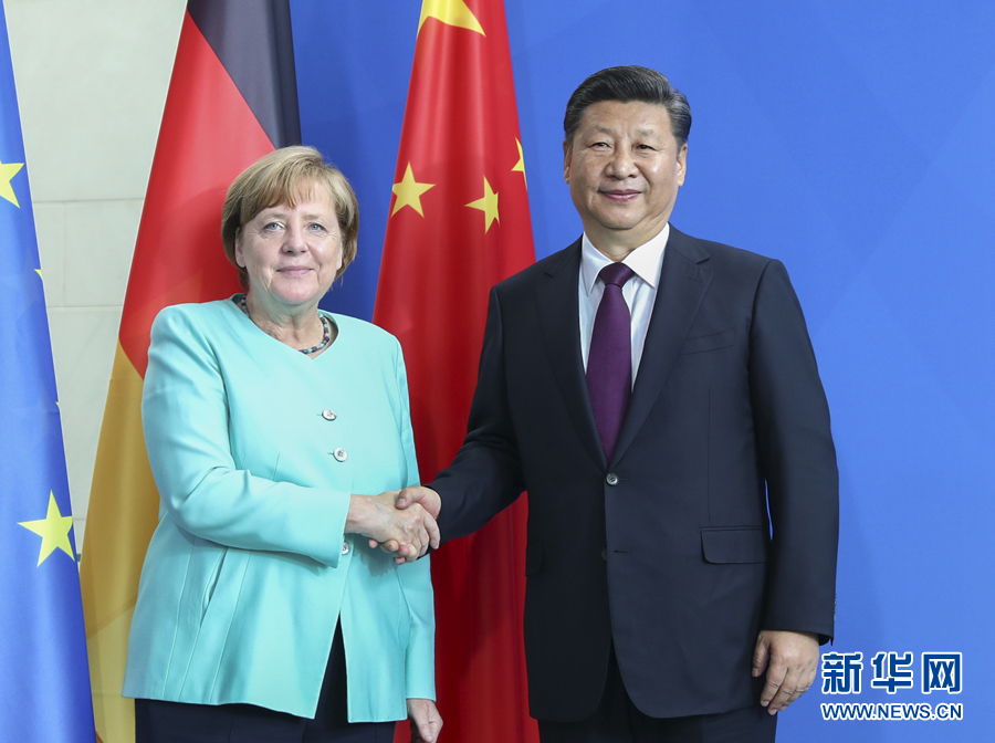 7月5日，國家主席習近平在柏林同德國總理默克爾舉行會談。新華社記者謝環(huán)馳攝